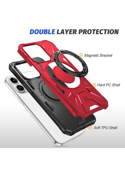 Apple iPhone 12 Pro Max Için 6.7 Inç Kasa Manyetik Anti-Düşme Tpu+Pc Kickstand Koruyucu Arka Kabuk Kırmızısı (Yurt Dışından) indirimleri