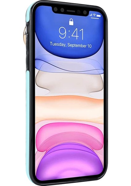 Apple iPhone 12 Mini Pu Deri+Tpu Cep Telefon Kılıfı Pileli Bileklik Kapak Mavisi (Yurt Dışından)