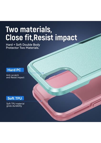 Apple iPhone 15 Pro Pc+Tpu Şok Geçirmez Telefon Kasası Anti-Drop Geri Koruyucu Kapak-Pembe+Yeşil (Yurt Dışından) fiyatları