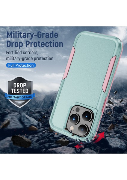 Apple iPhone 15 Pro Pc+Tpu Şok Geçirmez Telefon Kasası Anti-Drop Geri Koruyucu Kapak-Pembe+Yeşil (Yurt Dışından) modelleri