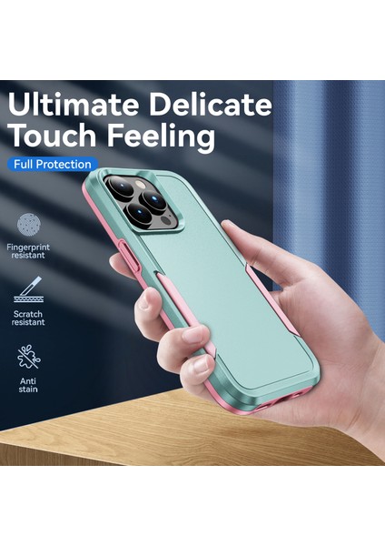 Apple iPhone 15 Pro Pc+Tpu Şok Geçirmez Telefon Kasası Anti-Drop Geri Koruyucu Kapak-Pembe+Yeşil (Yurt Dışından) indirimleri