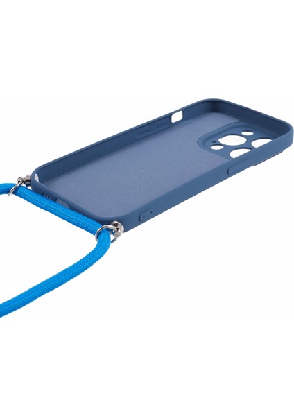 Apple iPhone 14 Pro Case Için Long Lanyard-Sapfire ile Ka Yumuşak Tpu Fiber Astar Telefon Kapağı (Yurt Dışından)