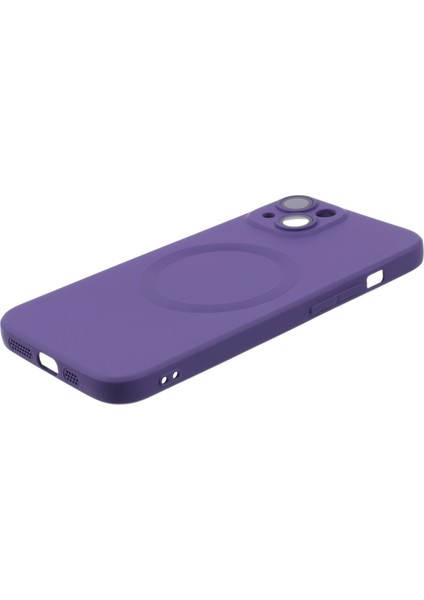 Apple iPhone 14 Plus Artı Manyetik Kasa Için Magsafe Sıvı Silikon Telefon Kapağı ile Uyumlu Kamera Lens Koruyucusu-Dark Mor ile (Yurt Dışından) modelleri