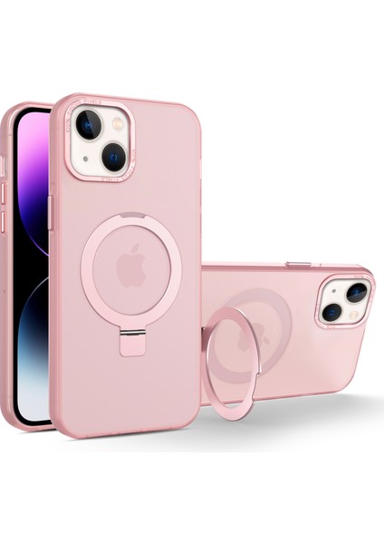 Tpu+Pc Şok Geçirmez Kapak Apple iPhone 14 Plus Için Kılıf Magsafe Yumuşak Kickstand Telefon Vaka-Pembe ile Uyumlu (Yurt Dışından)