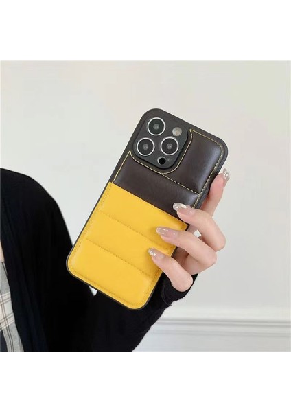 Apple iPhone 14 Pro Max Telefon Kılıfı Pu Deri Kaplamalı Tpu Ekleme Renk Küfür Ceket Kabuk-Sarı (Yurt Dışından)