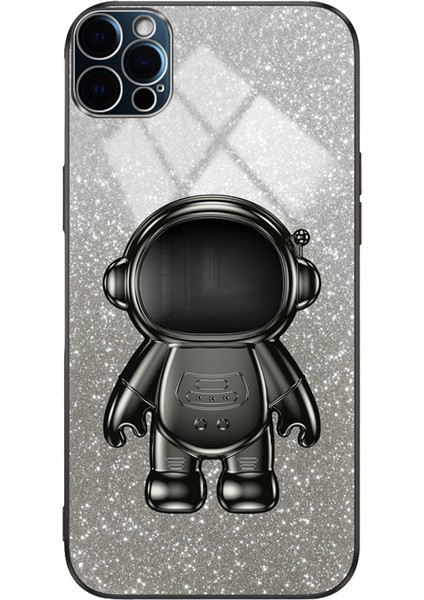 Apple iPhone 12 Pro Max Telefon Kılıfı Anti-Cratch Pc+Tpu Telefon Kapağı Astronot Kickstand-Black (Yurt Dışından)