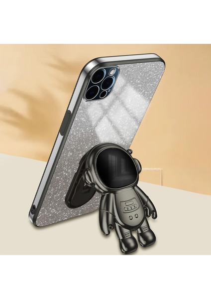 Apple iPhone 12 Pro Max Telefon Kılıfı Anti-Cratch Pc+Tpu Telefon Kapağı Astronot Kickstand-Black (Yurt Dışından)