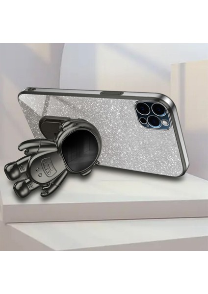 Apple iPhone 12 Pro Max Telefon Kılıfı Anti-Cratch Pc+Tpu Telefon Kapağı Astronot Kickstand-Black (Yurt Dışından)