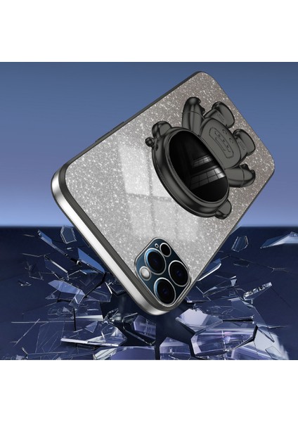 Apple iPhone 12 Pro Max Telefon Kılıfı Anti-Cratch Pc+Tpu Telefon Kapağı Astronot Kickstand-Black (Yurt Dışından)