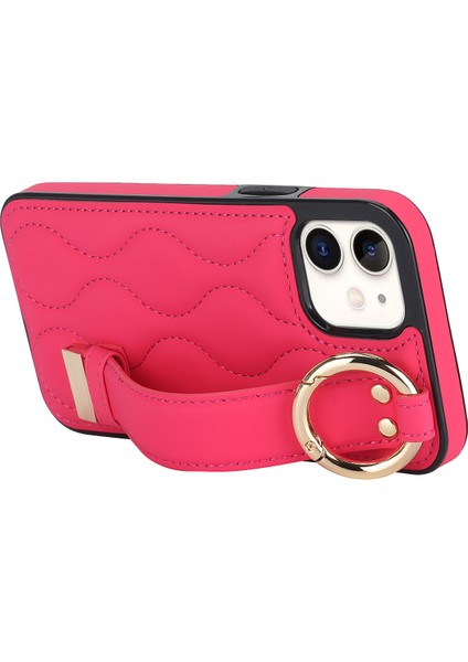 Apple iPhone 12 Mini Case Wave Pat Pu+Tpu Kickstand Telefon Kapağı Gül (Yurt Dışından)