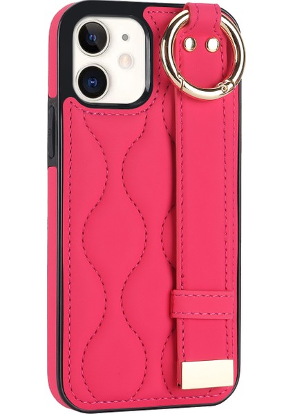 Apple iPhone 12 Mini Case Wave Pat Pu+Tpu Kickstand Telefon Kapağı Gül (Yurt Dışından)