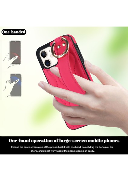 Apple iPhone 12 Mini Case Wave Pat Pu+Tpu Kickstand Telefon Kapağı Gül (Yurt Dışından)