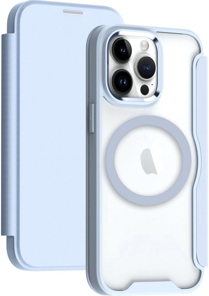 Apple iPhone 13 Pro 6.1 Inç Kasa Için Manyetik Kartı Yuvası Rfıd Engelleme Telefon Kabuğu Magsafe-Mavi ile Uyumlu (Yurt Dışından)