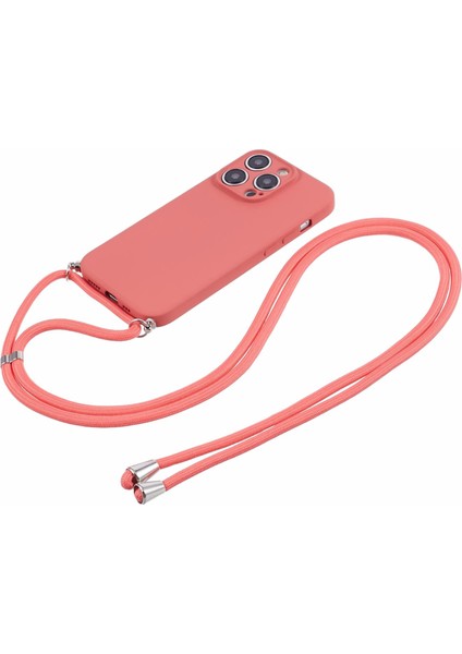 Apple iPhone 14 Pro Kase Için Long Lanyard-Hawthorn Red ile Ka Yumuşak Tpu Fiber Astar Telefon Kapağı (Yurt Dışından) fiyatları