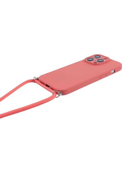 Apple iPhone 14 Pro Kase Için Long Lanyard-Hawthorn Red ile Ka Yumuşak Tpu Fiber Astar Telefon Kapağı (Yurt Dışından) modelleri