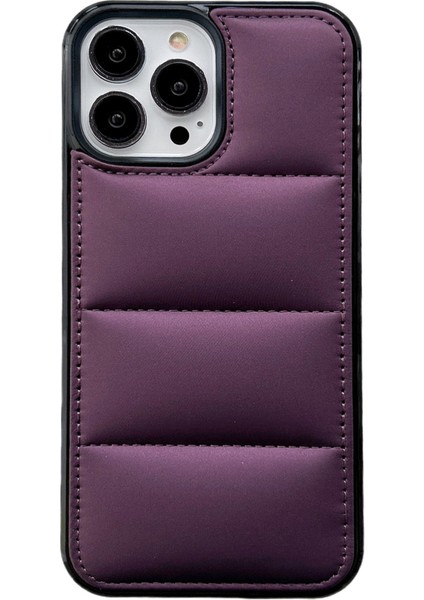 Apple iPhone 14 Pro Shockproof Case Pu+Tpu+Pc Aşağı Ceket Geri Telefon Kapak-Morası (Yurt Dışından)