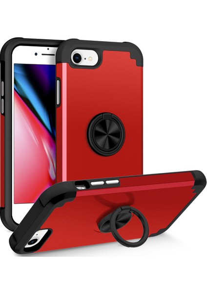 Apple iPhone 7/8/ Se Için (2020)/ Kickstand Pc+Tpu Telefon Koruyucu ile Arka Kapak Case-Red (Yurt Dışından)