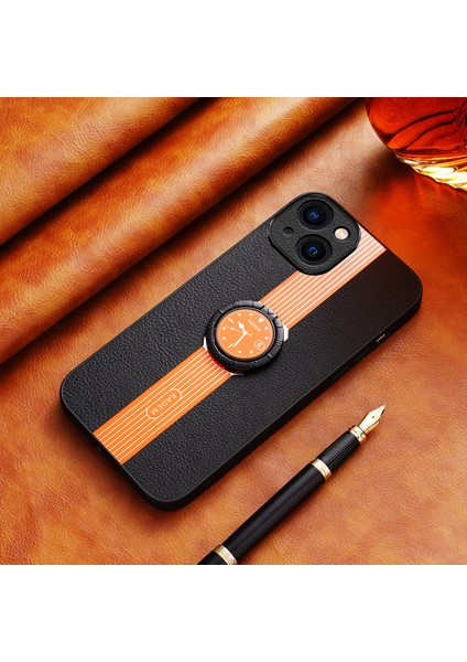 Apple iPhone 13 6.1 Inç Kasa Deri+Akrilik+Tpu Elektruman Halka Kickstand Geri Kapak-Turun (Yurt Dışından) modelleri