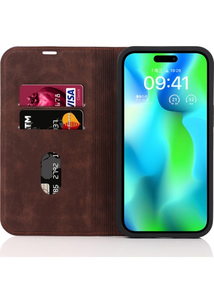 Apple iPhone 14 Pro Max Case Pu Deri Rfıd Blowantıon Mantıcety Auto Amasik Kapak Kullanım (Yurt Dışından)