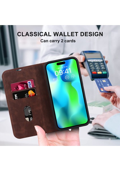 Apple iPhone 14 Pro Max Case Pu Deri Rfıd Blowantıon Mantıcety Auto Amasik Kapak Kullanım (Yurt Dışından)