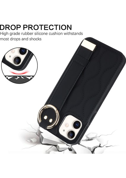 Apple iPhone 12 Mini Case Wave Desen Pu+Tpu Kickstand Telefon Kapağı Black Için (Yurt Dışından)