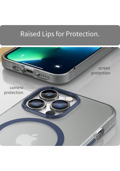 Apple iPhone 13 Pro Max Yarı Saydam Mat Telefon Kılıfı Magsafe-Dark Blue ile Uyumlu (Yurt Dışından)