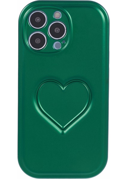 Apple iPhone 13 Pro Tpu Kasası 3D Etkili Kalp Şekil Imd Telefon Kapak Yeşili (Yurt Dışından)