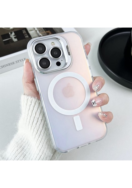 Apple iPhone 12/12 Pro Case Camera Kickstand Imd Pc+Tpu Telefon Kapağı Magsafe-White ile Uyumlu (Yurt Dışından)