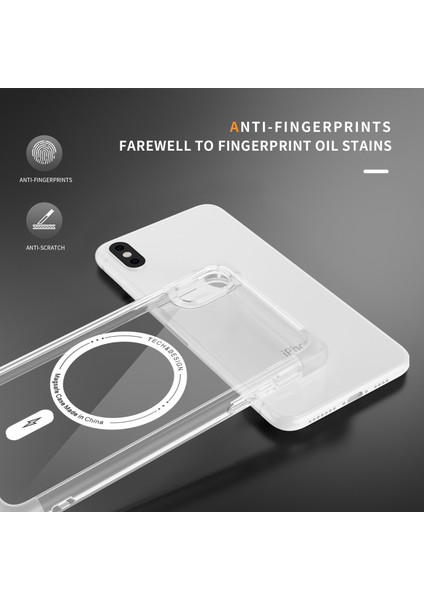 Apple iPhone Xs Max Takviyeli Köşeler Serisi Magsafe Slım-Fıt Tpu+Akrilik Kabuk-Şeffaf Beyaz (Yurt Dışından)