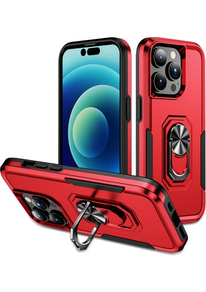 Apple iPhone 15 Pro Bırak-Kötü Arka Kapak Pc+Tpu Telefon Kılıfı ile Ring Kickstand-Red+Siyah (Yurt Dışından)