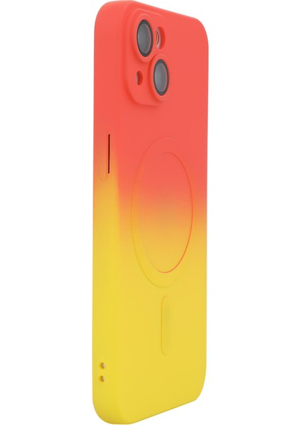 Apple iPhone 14 Plus Içinenaky Artı Manyetik Kasa Gradyanı Çift Renkli Silikon Kapak-Turuncu+Sarı (Yurt Dışından)