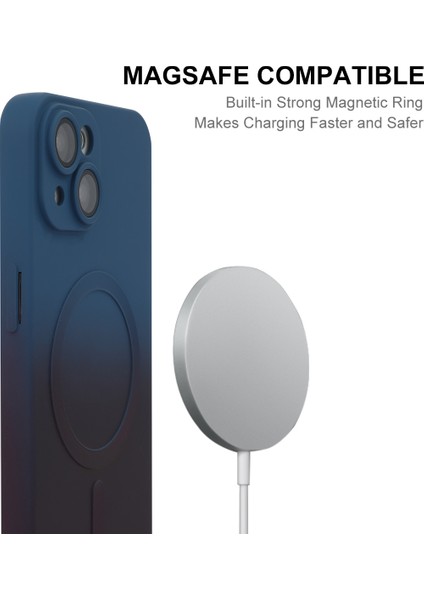 Apple iPhone 14 Plus Içinenaky Artı Manyetik Kasa Gradyanı Çift Renkli Silikon Kapak-Turuncu+Sarı (Yurt Dışından)
