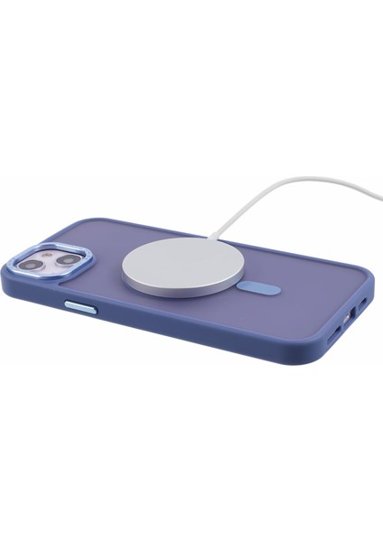 Apple iPhone 13 Case Pc+Tpu Yarı Yoldalı Mat Manyetik Telefon Kapak Blue Için (Yurt Dışından)
