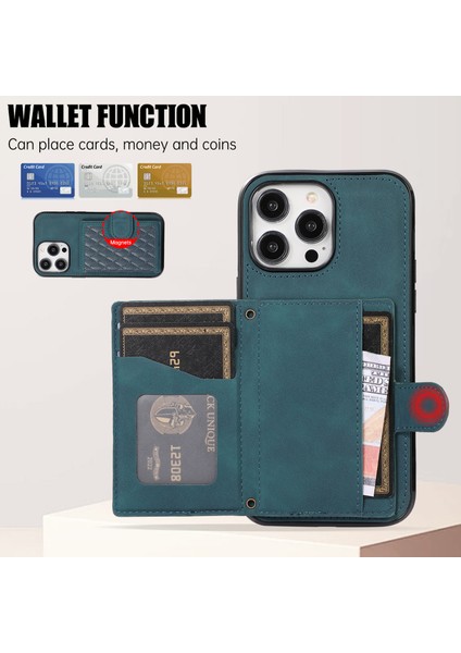 Apple iPhone 14 Pro Max Case Deri Deri Tpu Kapak Arka Kartı Tutucu Omuz Kayış Yeşili (Yurt Dışından) indirimleri
