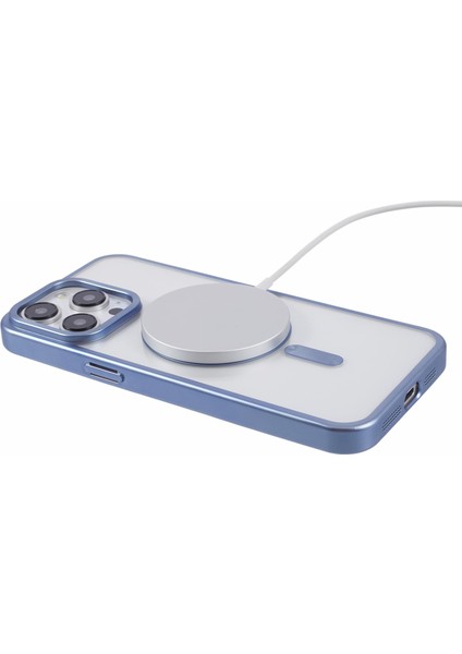 Apple iPhone 14 Pro Max Manyetik Kılıf Magsafe Elektraplatma Tpu Kapak Baby Blue ile Uyumlu (Yurt Dışından)