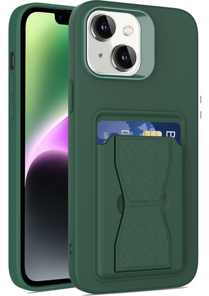 Apple iPhone 14 Plus Içinplus Kılıf Kartı Yuvası Yumuşak Tpu Cep Telefonu Kickstand Cover-Blackish Green (Yurt Dışından)