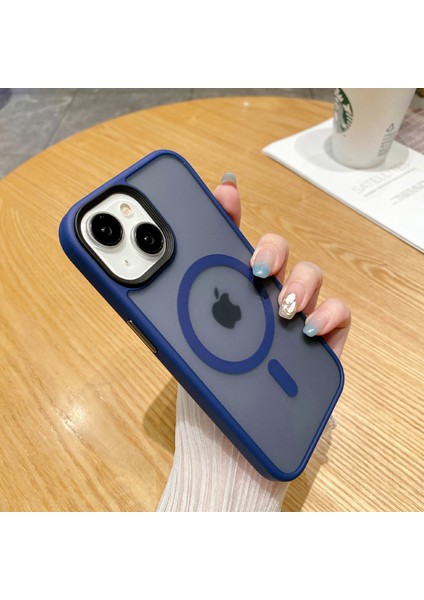 Apple iPhone 14 Plus Case Tpu+Pc Mat Arka Kapak Magsafe-Mavi ile Uyumlu (Yurt Dışından)