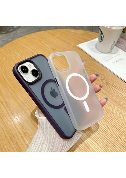 Apple iPhone 14 Plus Case Tpu+Pc Mat Arka Kapak Magsafe-Mavi ile Uyumlu (Yurt Dışından)