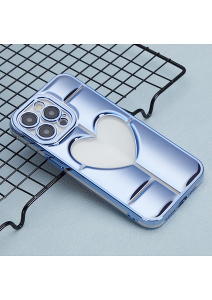 Apple iPhone 14 Pro Tpu Kasası Elektrapan Telefon Kapağı Için Mns Serisi Clear 3D Kalp Şekli Mavisi (Yurt Dışından)