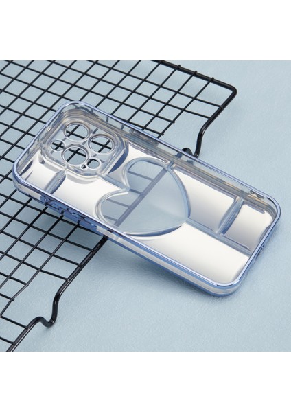 Apple iPhone 14 Pro Tpu Kasası Elektrapan Telefon Kapağı Için Mns Serisi Clear 3D Kalp Şekli Mavisi (Yurt Dışından)