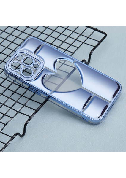 Apple iPhone 14 Pro Tpu Kasası Elektrapan Telefon Kapağı Için Mns Serisi Clear 3D Kalp Şekli Mavisi (Yurt Dışından)