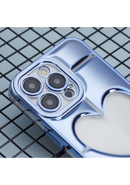 Apple iPhone 14 Pro Tpu Kasası Elektrapan Telefon Kapağı Için Mns Serisi Clear 3D Kalp Şekli Mavisi (Yurt Dışından)