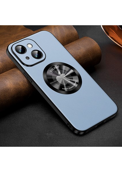 Apple iPhone 14 Plus Içintelefon Kapağı Artı Çizim Önleyici Inek Derisi Dokusu Pu Deri Kaplı Tpu Kasası Magsafe-Baby Mavi ile Uyumlu (Yurt Dışından) fiyatları