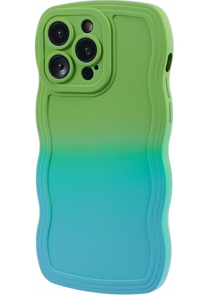 Apple iPhone 14 Pro Case Anti-Fall Tpu Kıvırcık Dalga Telefonu Geri Kapak Yeşilleri+Bebek Mavisi Için Jtw Serisi (Yurt Dışından)