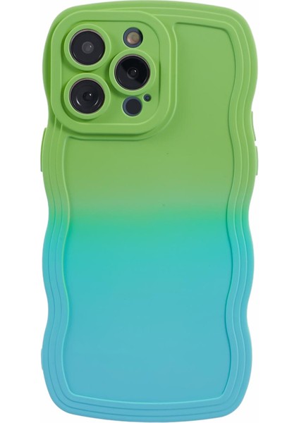 Apple iPhone 14 Pro Case Anti-Fall Tpu Kıvırcık Dalga Telefonu Geri Kapak Yeşilleri+Bebek Mavisi Için Jtw Serisi (Yurt Dışından)