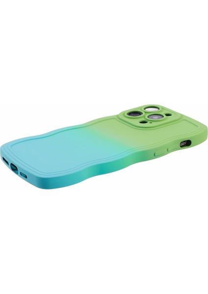 Apple iPhone 14 Pro Case Anti-Fall Tpu Kıvırcık Dalga Telefonu Geri Kapak Yeşilleri+Bebek Mavisi Için Jtw Serisi (Yurt Dışından)