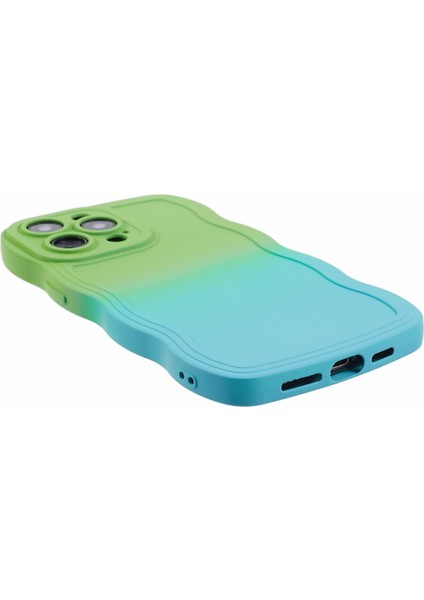 Apple iPhone 14 Pro Case Anti-Fall Tpu Kıvırcık Dalga Telefonu Geri Kapak Yeşilleri+Bebek Mavisi Için Jtw Serisi (Yurt Dışından)