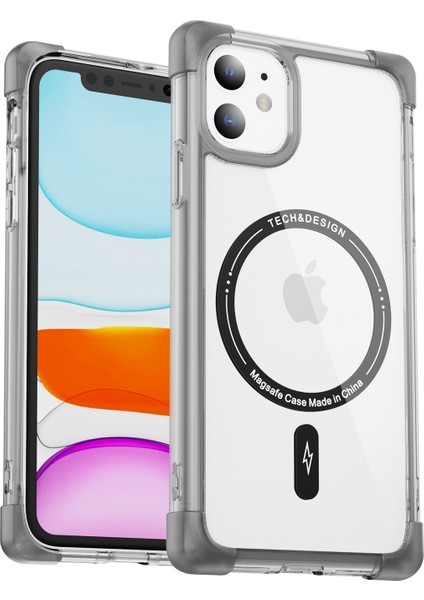 Apple iPhone 11 Manyetik Kasa Tpu+Akrilik Kapak Magsafe-Tövbe Siyahı ile Uyumlu Ysm Takviyeli Köşeler Serisi (Yurt Dışından)