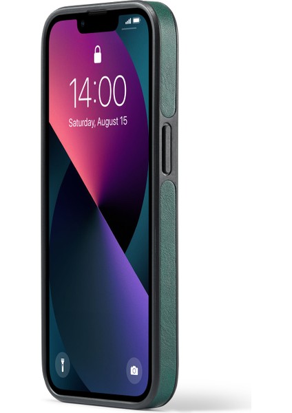 Apple iPhone 13 6.1 Inç Cep Telefonu Kılıfı Deri Kaplama Desteği Kablosuz Şarj Geri Kapak Yeşili (Yurt Dışından)