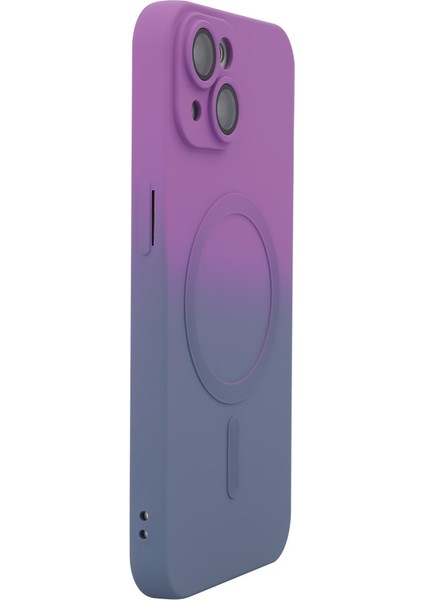 Apple iPhone 13 Manyetik Telefon Kasası Temperli Cam Lens Koruyucu-Mor+Mavi Için (Yurt Dışından)